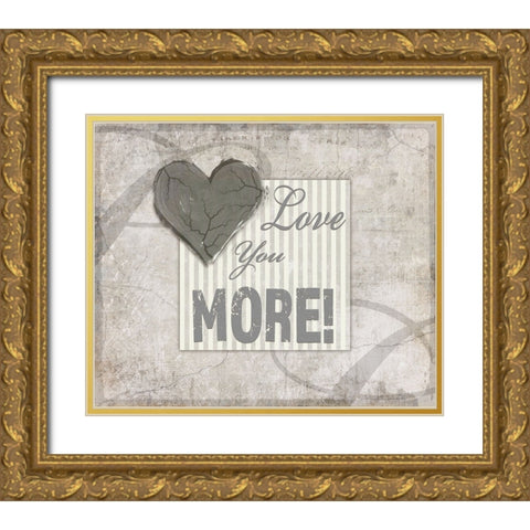 Decortive Pattern Love You More Gold Ornate Wood Framed Art Print with Double Matting by LightBoxJournal
