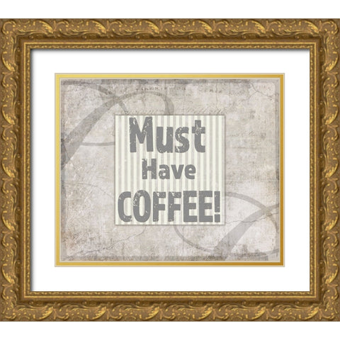 Decortive Pattern Must Have Coffee Gold Ornate Wood Framed Art Print with Double Matting by LightBoxJournal