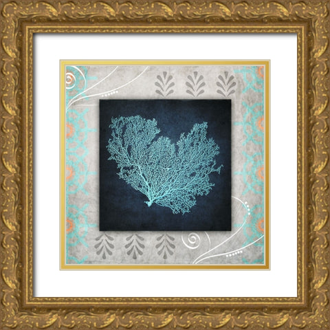 Decortive Sea Leaf 1 Gold Ornate Wood Framed Art Print with Double Matting by LightBoxJournal