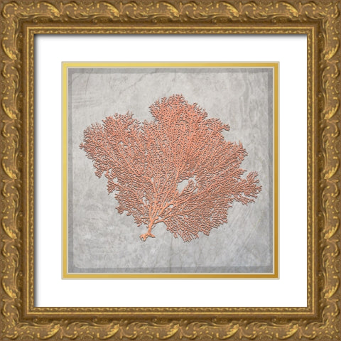 Decortive Sea Leaf 3 Gold Ornate Wood Framed Art Print with Double Matting by LightBoxJournal