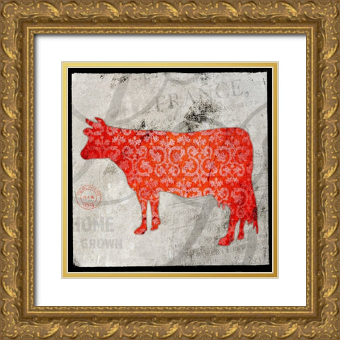 Farm Fresh Cow Gold Ornate Wood Framed Art Print with Double Matting by LightBoxJournal
