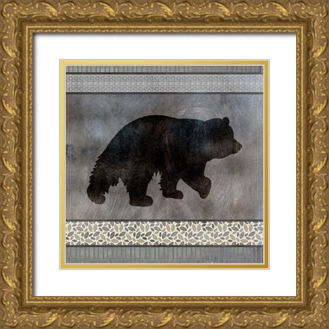 Moose Pattern Bear square Gold Ornate Wood Framed Art Print with Double Matting by LightBoxJournal