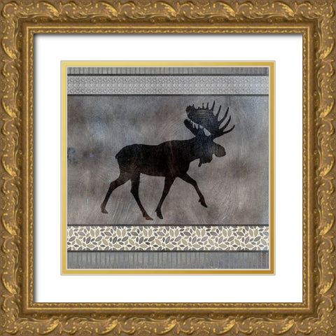 Moose Pattern Moose square Gold Ornate Wood Framed Art Print with Double Matting by LightBoxJournal