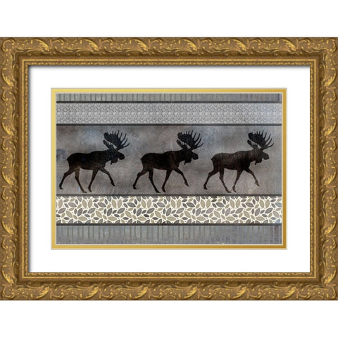 Moose Pattern Gold Ornate Wood Framed Art Print with Double Matting by LightBoxJournal