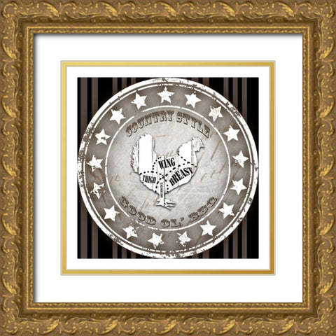 Good Ol BBQ Square Chicken Gold Ornate Wood Framed Art Print with Double Matting by LightBoxJournal