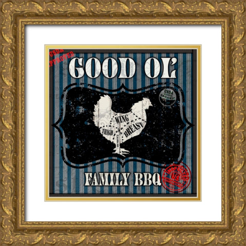 Good Ol Family BBQ Square Chicken Gold Ornate Wood Framed Art Print with Double Matting by LightBoxJournal