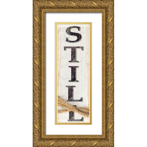 Country Wood Sign V1 3 Gold Ornate Wood Framed Art Print with Double Matting by LightBoxJournal