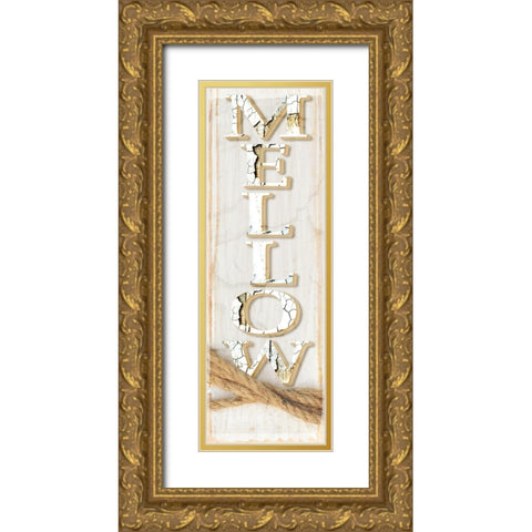 Country Wood Sign V2 2 Gold Ornate Wood Framed Art Print with Double Matting by LightBoxJournal