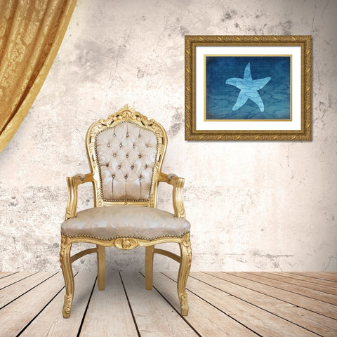 Gypsy Blue Cyanotype V6 Gold Ornate Wood Framed Art Print with Double Matting by LightBoxJournal