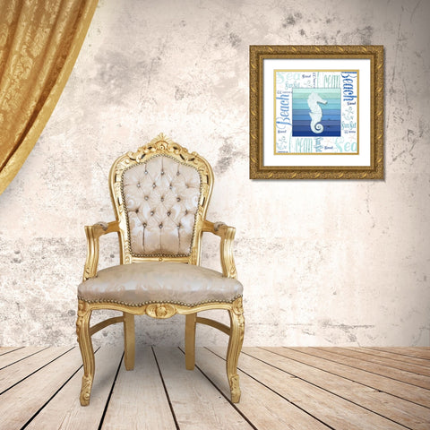 Gypsy Sea Blue 3 Gold Ornate Wood Framed Art Print with Double Matting by LightBoxJournal