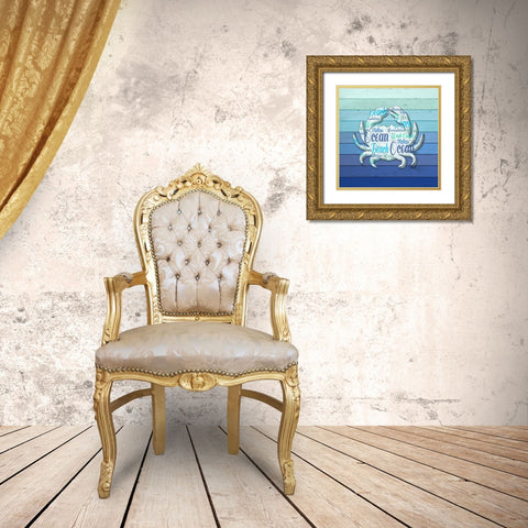 Gypsy Sea Blue V2 3 Gold Ornate Wood Framed Art Print with Double Matting by LightBoxJournal