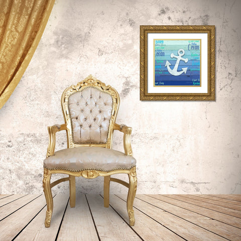Gypsy Sea Blue V3 2 Gold Ornate Wood Framed Art Print with Double Matting by LightBoxJournal