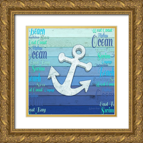 Gypsy Sea Blue V3 2 Gold Ornate Wood Framed Art Print with Double Matting by LightBoxJournal