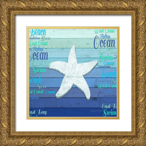 Gypsy Sea Blue V3 4 Gold Ornate Wood Framed Art Print with Double Matting by LightBoxJournal