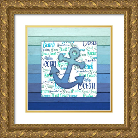 Gypsy Sea Blue V4 2 Gold Ornate Wood Framed Art Print with Double Matting by LightBoxJournal