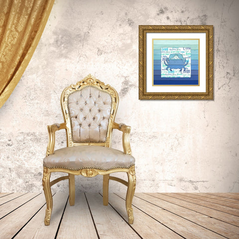 Gypsy Sea Blue V4 3 Gold Ornate Wood Framed Art Print with Double Matting by LightBoxJournal