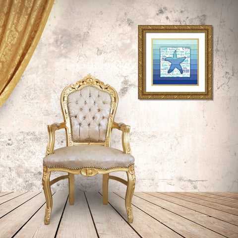 Gypsy Sea Blue V4 4 Gold Ornate Wood Framed Art Print with Double Matting by LightBoxJournal
