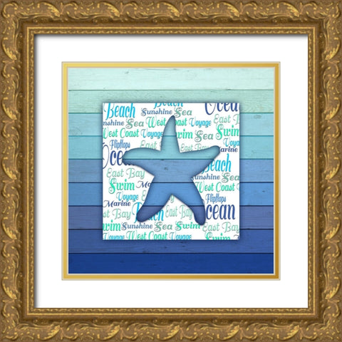 Gypsy Sea Blue V4 4 Gold Ornate Wood Framed Art Print with Double Matting by LightBoxJournal