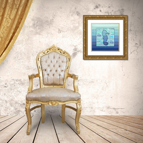 Gypsy Sea Blue V5 1 Gold Ornate Wood Framed Art Print with Double Matting by LightBoxJournal