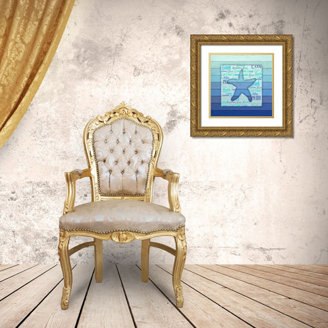 Gypsy Sea Blue V5 4 Gold Ornate Wood Framed Art Print with Double Matting by LightBoxJournal