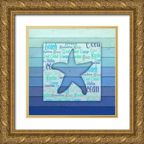 Gypsy Sea Blue V5 4 Gold Ornate Wood Framed Art Print with Double Matting by LightBoxJournal