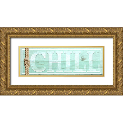 Gypsy Sea Sign V1 3 Gold Ornate Wood Framed Art Print with Double Matting by LightBoxJournal