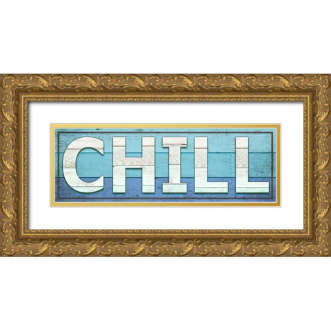 Gypsy Sea Sign V2 3 Gold Ornate Wood Framed Art Print with Double Matting by LightBoxJournal
