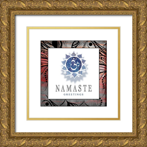 Chakras Yoga Framed Namaste V2 Gold Ornate Wood Framed Art Print with Double Matting by LightBoxJournal