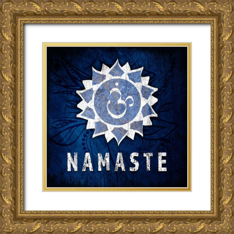 Chakras Yoga Symbol Namaste Gold Ornate Wood Framed Art Print with Double Matting by LightBoxJournal