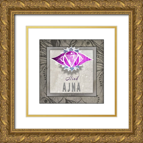 ChakrasYogaTile AJNA V3 Gold Ornate Wood Framed Art Print with Double Matting by LightBoxJournal