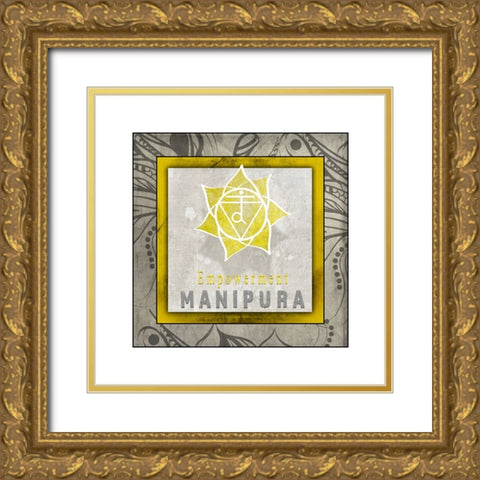 ChakrasYogaTile Manipura V1 Gold Ornate Wood Framed Art Print with Double Matting by LightBoxJournal
