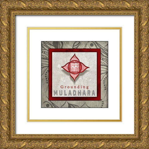 ChakrasYogaTile Muladhara V1 Gold Ornate Wood Framed Art Print with Double Matting by LightBoxJournal