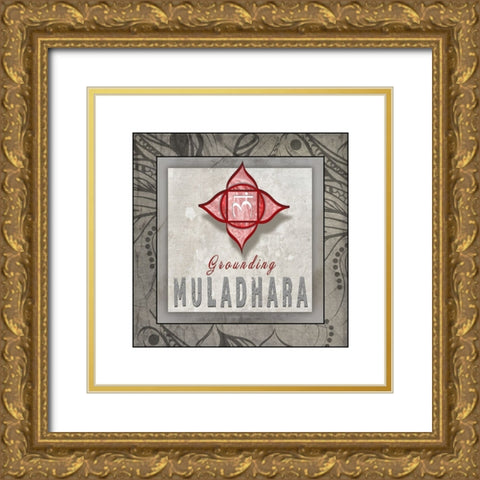 ChakrasYogaTile Muladhara V3 Gold Ornate Wood Framed Art Print with Double Matting by LightBoxJournal