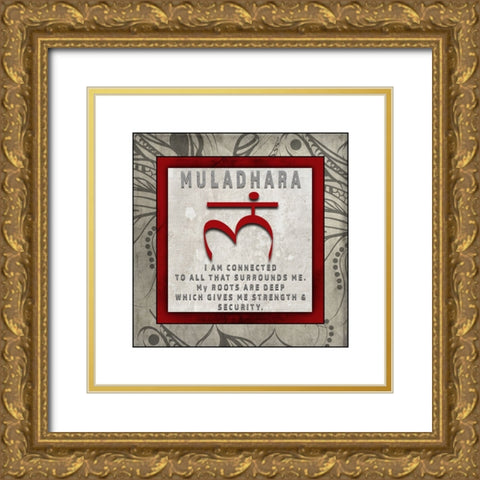 ChakrasYogaTile Muladhara V4 Gold Ornate Wood Framed Art Print with Double Matting by LightBoxJournal