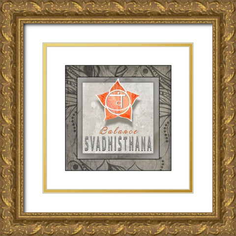 ChakrasYogaTile Svadhisthana V3 Gold Ornate Wood Framed Art Print with Double Matting by LightBoxJournal
