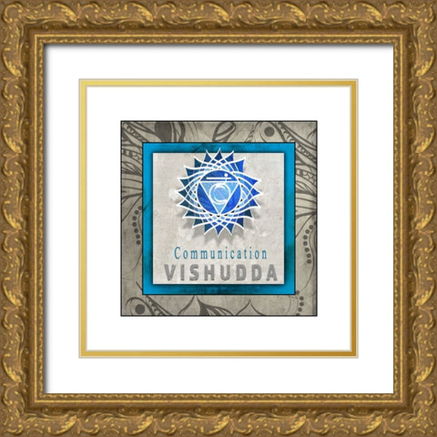 ChakrasYogaTile Vishudda V1 Gold Ornate Wood Framed Art Print with Double Matting by LightBoxJournal