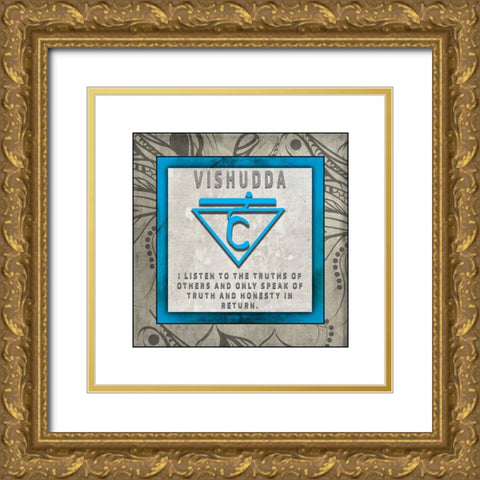 ChakrasYogaTile Vishudda V4 Gold Ornate Wood Framed Art Print with Double Matting by LightBoxJournal