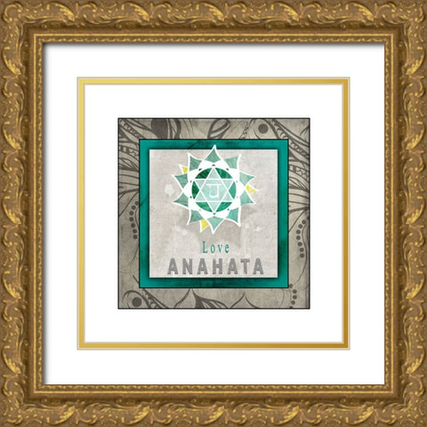 ChakrasYogaTile_Anahata V1 Gold Ornate Wood Framed Art Print with Double Matting by LightBoxJournal