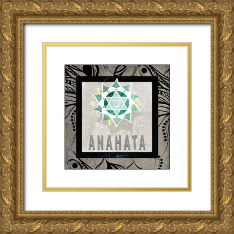 ChakrasYogaTile_Anahata V2 Gold Ornate Wood Framed Art Print with Double Matting by LightBoxJournal
