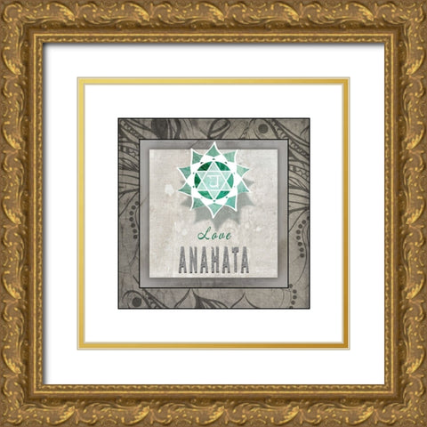 ChakrasYogaTile_Anahata V3 Gold Ornate Wood Framed Art Print with Double Matting by LightBoxJournal