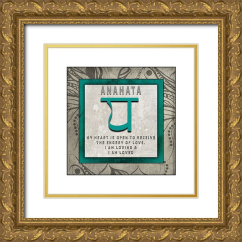 ChakrasYogaTile_Anahata V4 Gold Ornate Wood Framed Art Print with Double Matting by LightBoxJournal