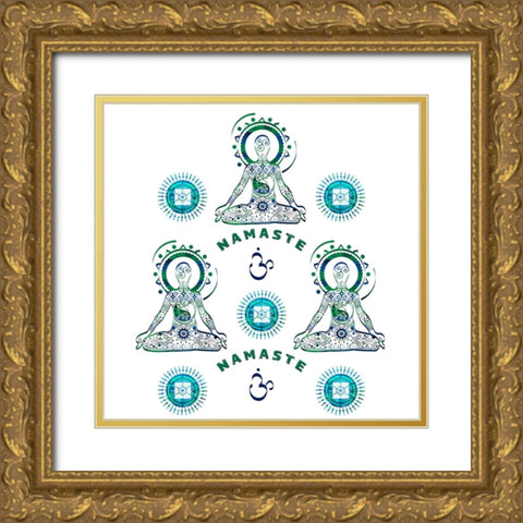 YogaPattern3 Gold Ornate Wood Framed Art Print with Double Matting by LightBoxJournal