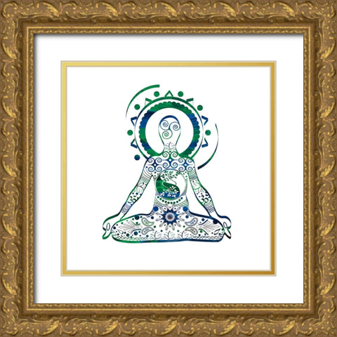 YogaSymbol V2 Gold Ornate Wood Framed Art Print with Double Matting by LightBoxJournal