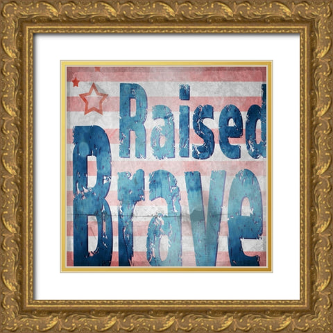American Born Free Sign Collection 2 Gold Ornate Wood Framed Art Print with Double Matting by LightBoxJournal