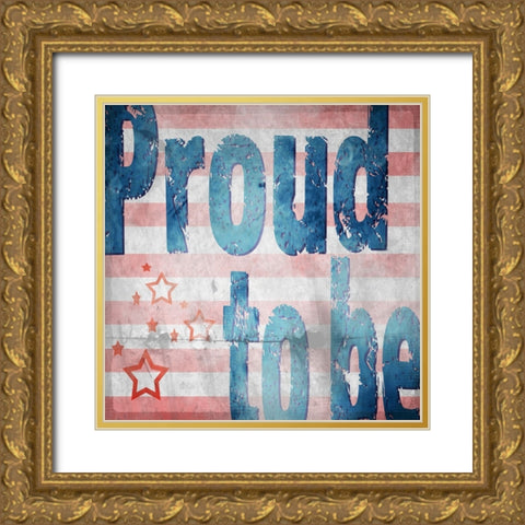American Born Free Sign Collection 3 Gold Ornate Wood Framed Art Print with Double Matting by LightBoxJournal