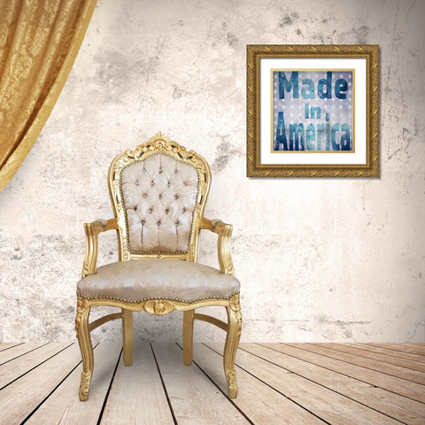 American Born Free Sign Collection V4 Gold Ornate Wood Framed Art Print with Double Matting by LightBoxJournal