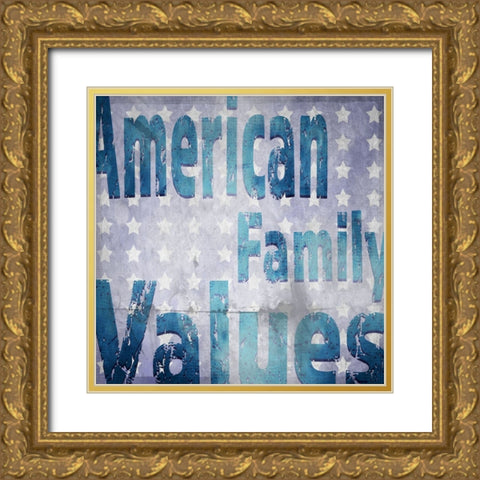 American Born Free Sign Collection V5 Gold Ornate Wood Framed Art Print with Double Matting by LightBoxJournal
