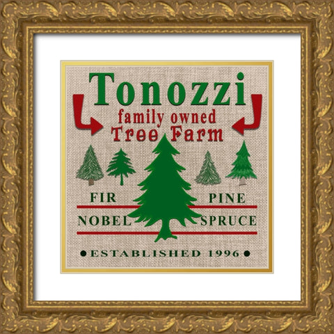 Personalized Christmas Sign V9 Gold Ornate Wood Framed Art Print with Double Matting by LightBoxJournal