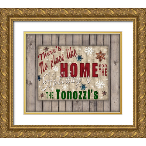 Personalized Christmas Sign V12 Gold Ornate Wood Framed Art Print with Double Matting by LightBoxJournal