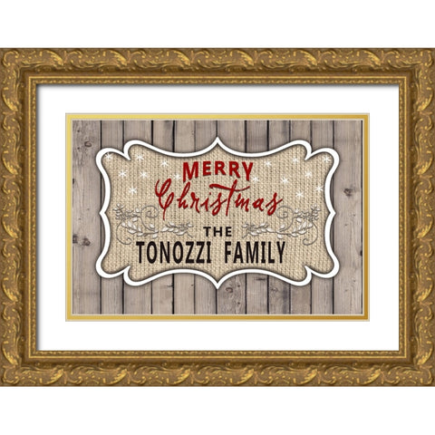 Personalized Christmas Sign V14 Gold Ornate Wood Framed Art Print with Double Matting by LightBoxJournal